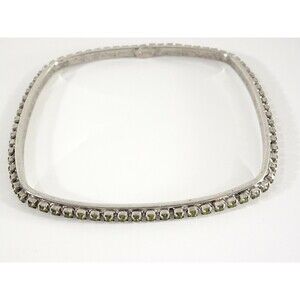 JOOMI LIM Women's Silver Green Crystal Square Bangle Bracelet Set NWOT 135
